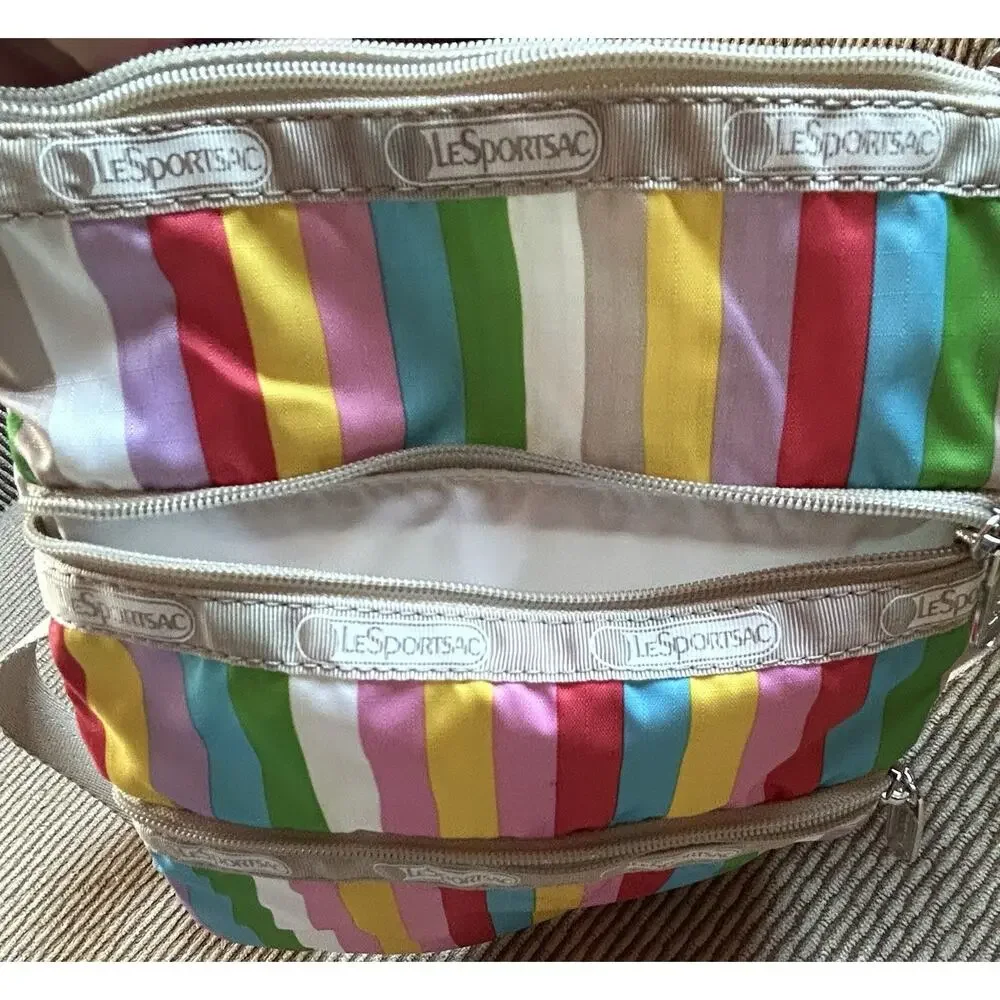 Lesportsac Vintage Madison Rainbow Small Crossbody Shoulder Bag 3 Zipper